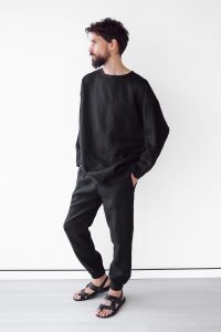 Mens Linen Oversize Sweatshirt Black Shirt For Men