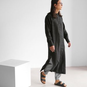 Men's Kaftan Maxi Shirt Linen Tunic Dress For