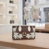 Floral Lily Handbag: Brown Pu Leather Tote Elegant