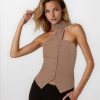 Woven Chokerneck Vest Top Old Money Tuxedo Style