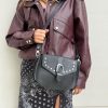 Handmade Handbag Leather Shoulder Bag With Silver Buckles