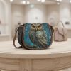 Owl Handbag: Pu Leather Shoulder Bag (flap Adjustable